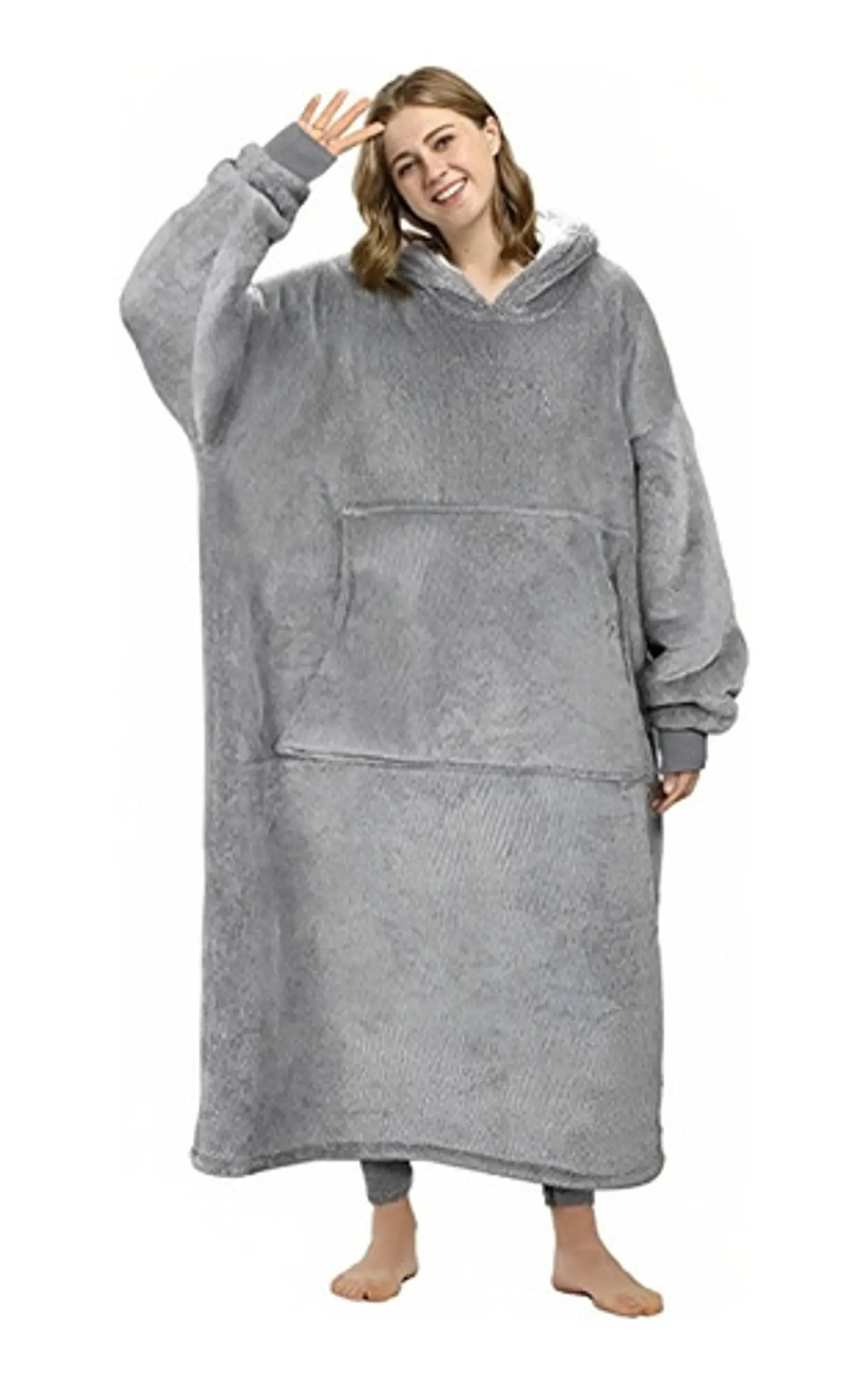 Manta Unisex Tipo Polerón Con Capucha Estilo Sherpa 120cm 11