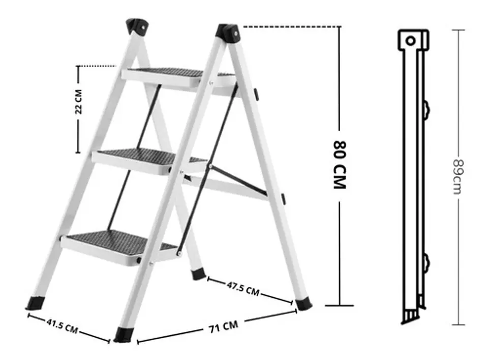 Escalera Plegable 3 Niveles Ajustable Multifuncional 2