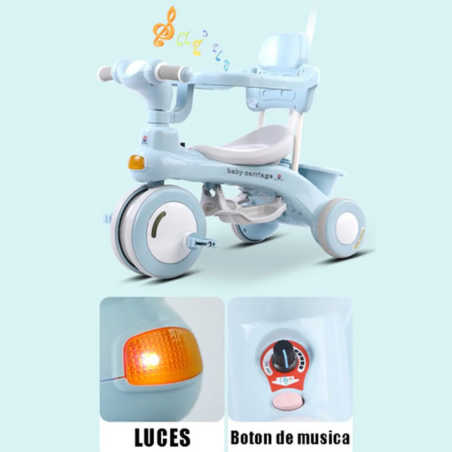 Triciclo Bicicleta Infantil Con Musica Y Luces 5