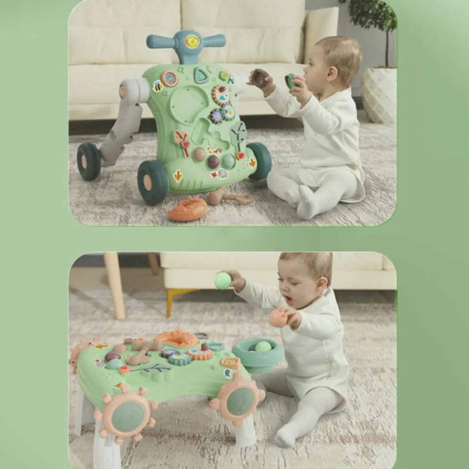 Andadera Musical Con Tablero De Juegos Portátil 6 En 1  12