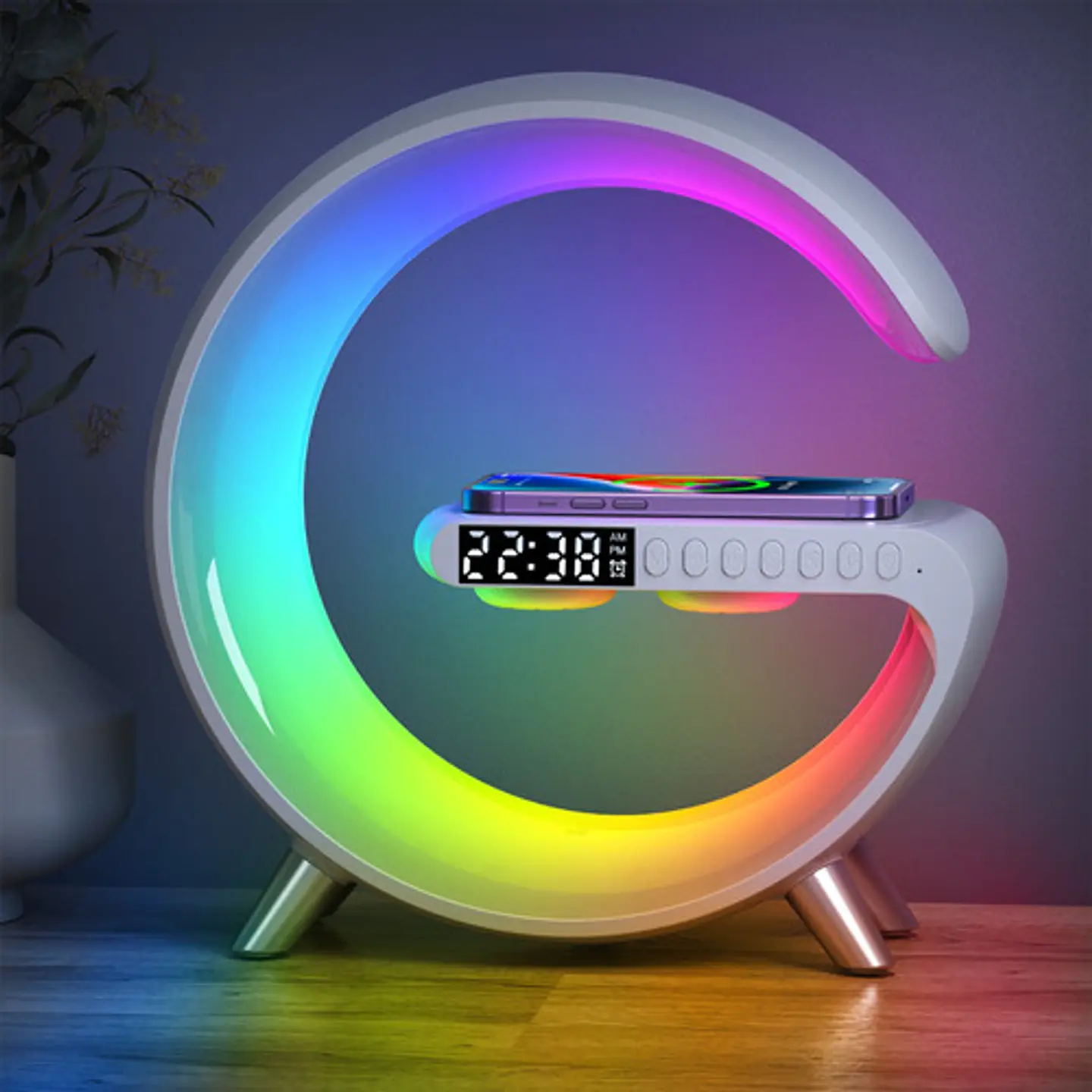 Lampara Despertador Cargador Inalámbrico Parlante Bluetooth 3