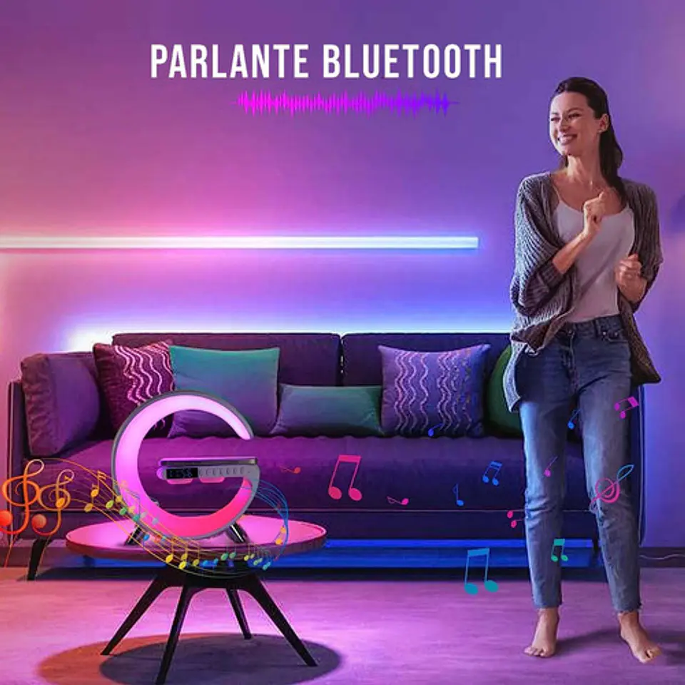 Lampara Despertador Cargador Inalámbrico Parlante Bluetooth 10
