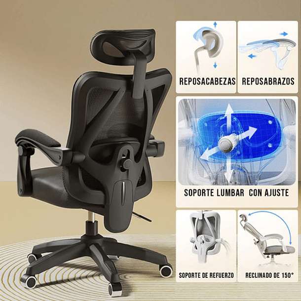 Sillas de escritorio de oficina en casa, silla de oficina con respaldo  alto, escritorio ejecutivo de cuero regenerado para computadora, silla