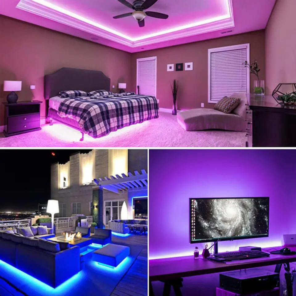 Kit De Luces De Tira Rgb Flexible, Bluetooth, Voz, Wifi 5mts 4
