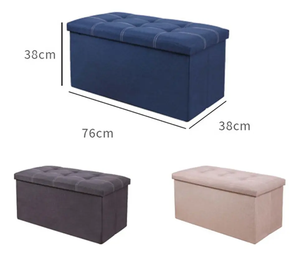 Puff Taburete Plegable Organizador Multifuncion 76cm X 38cm 3