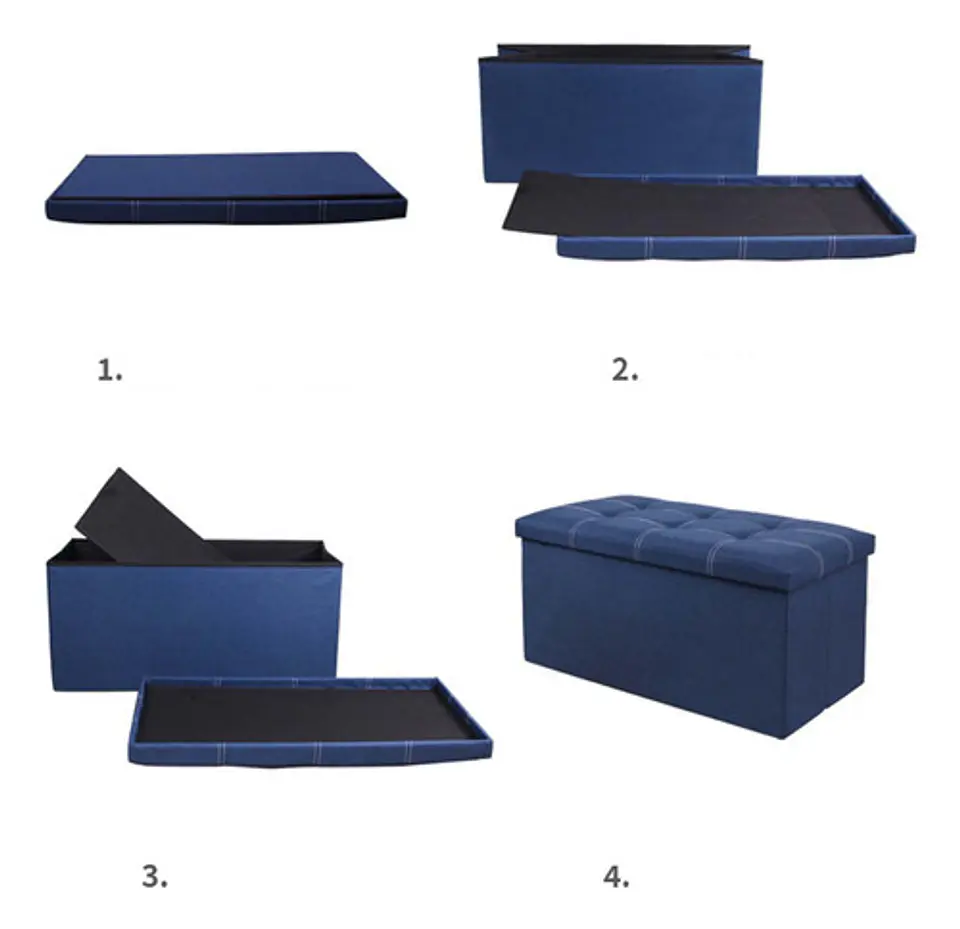 Puff Taburete Plegable Organizador Multifuncion 76cm X 38cm 2