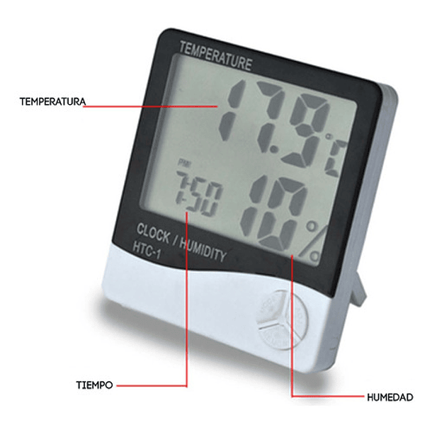 Manual de funcionamiento digital para medidor de temperatura y humedad con  despertador, paquete de 2