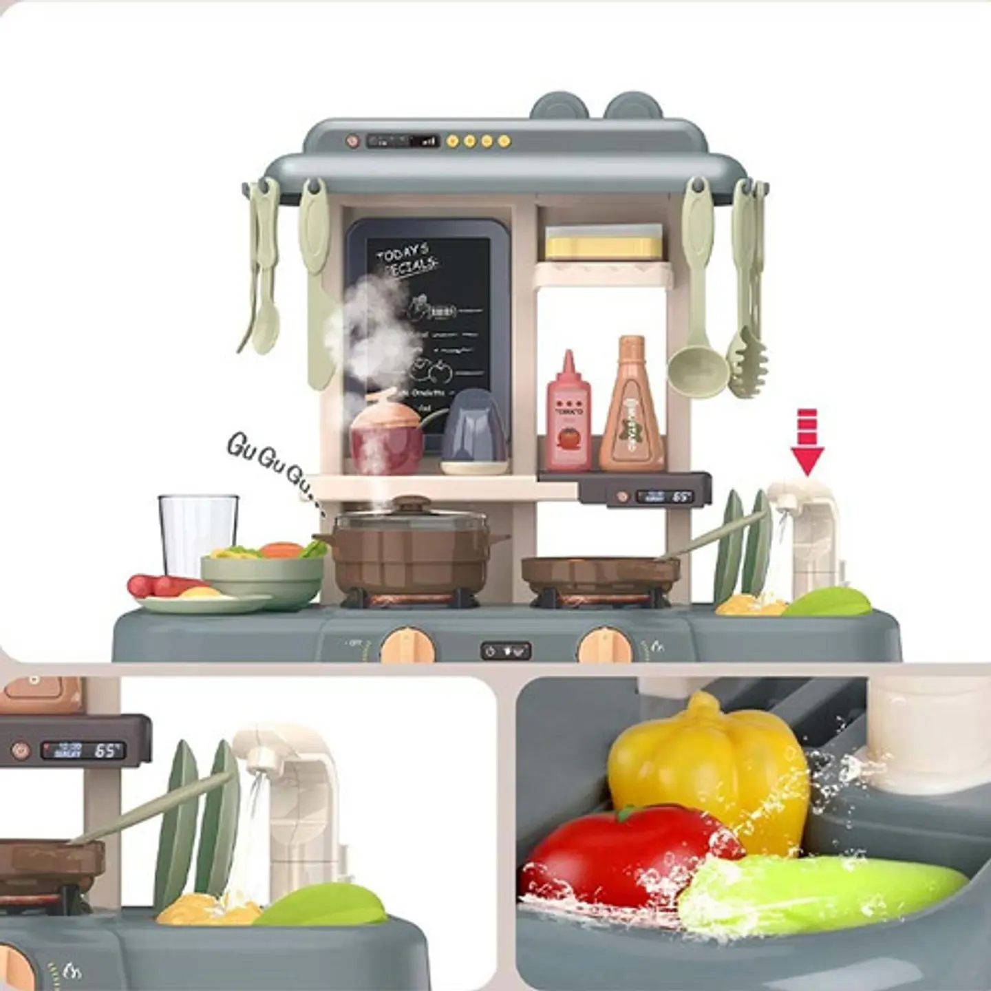 Juego De Cocina Con Luces Y Sonidos 42 Piezas 63cmx45cm 4
