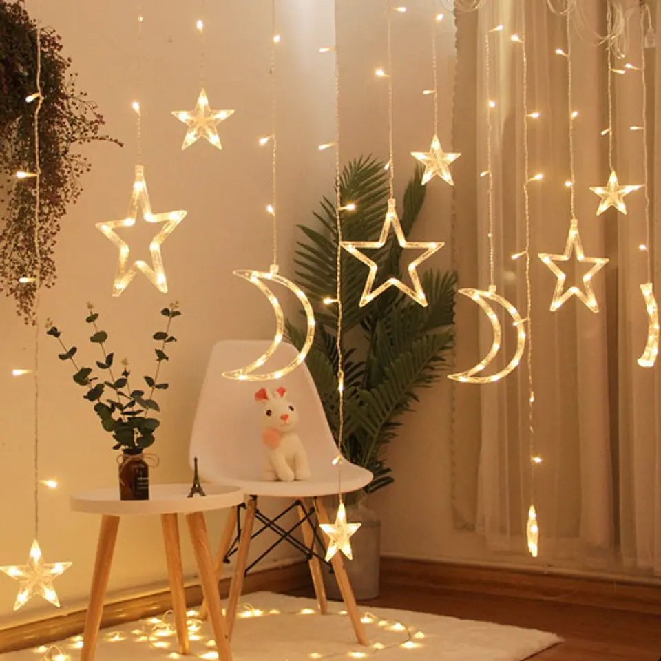 Luces Led De Cortina Guirnalda Navidad Extendible 1