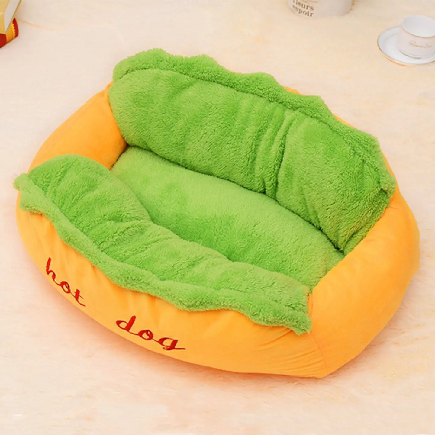 Cama Hot Dog Suave Acolchada Mascotas Perro Gato (talla S) 6