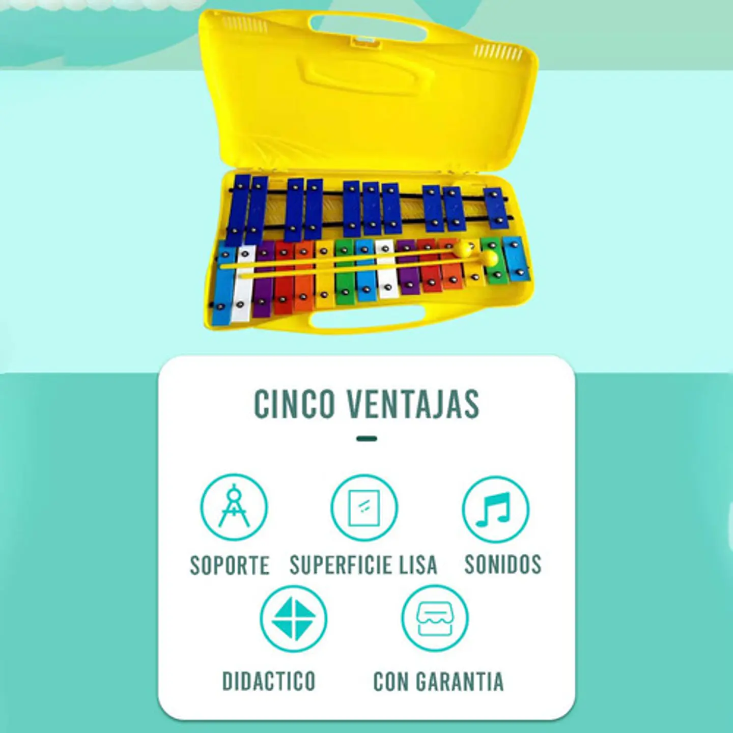Metalófono 25 Notas Cromático Placas Colores Didáctico 7