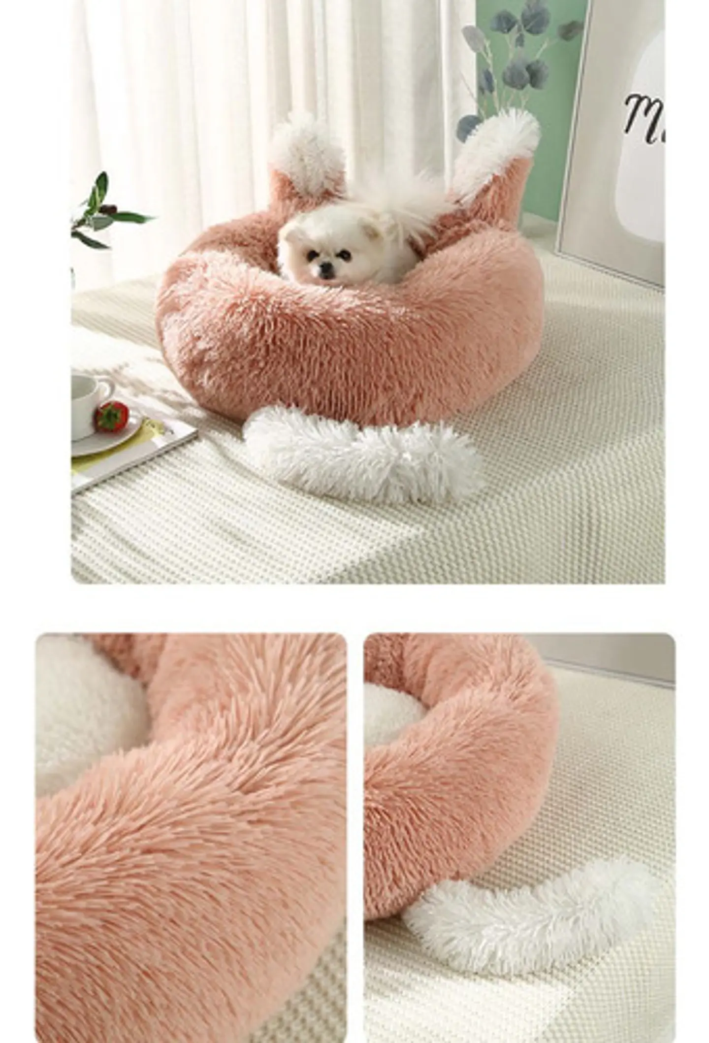Cama Redonda Tipo Orejas Perros Y Gatos 50cm Antideslizante 7