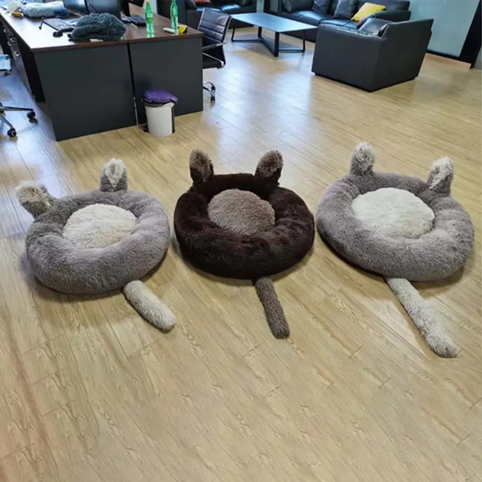 Cama Redonda Tipo Orejas Perros Y Gatos 50cm Antideslizante 14