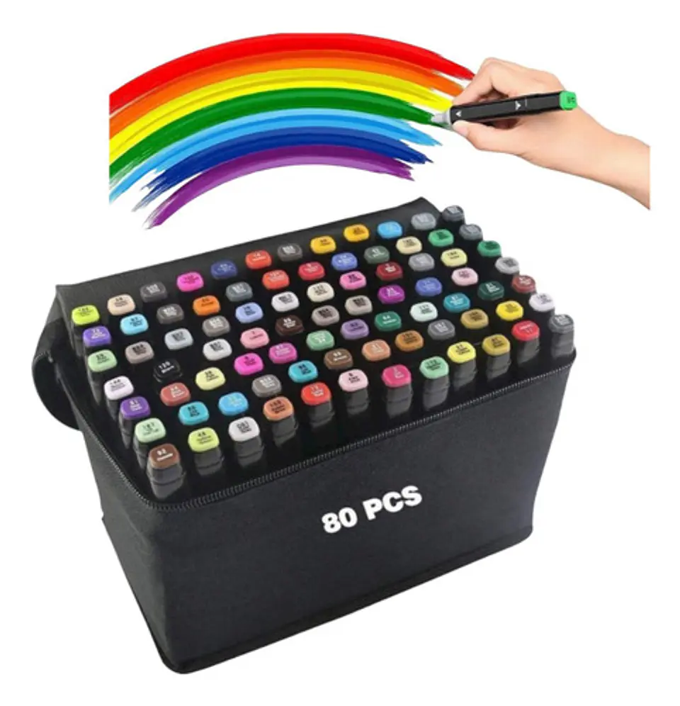 Marcadores Doble Punta Tipo Touchfive X 80 Uds Con Bolso 1