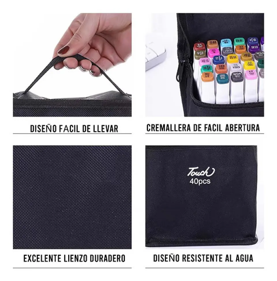 Marcadores Doble Punta Tipo Touchfive X 80 Uds Con Bolso 4
