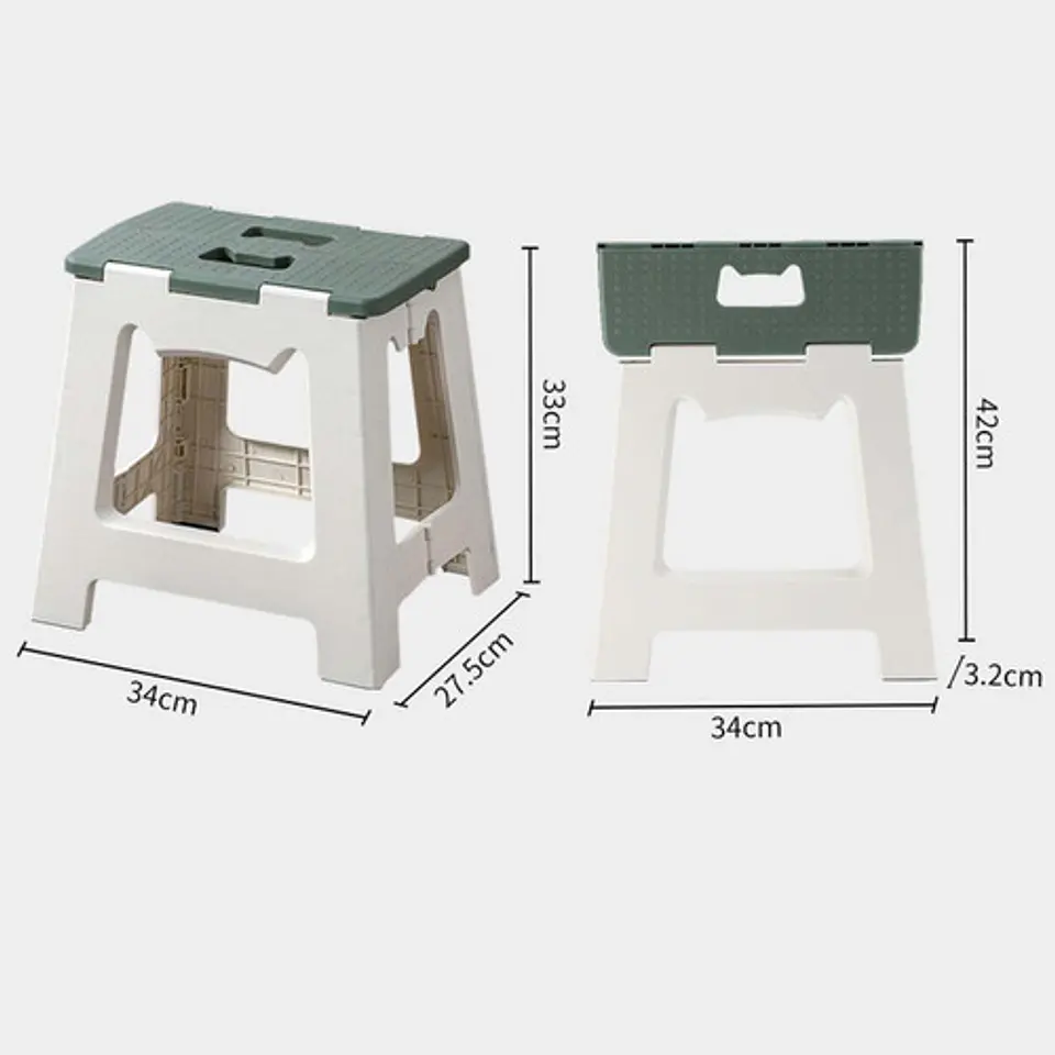 Taburete Plegable Portátil Compacto, Silla De Plástico 33cm 3