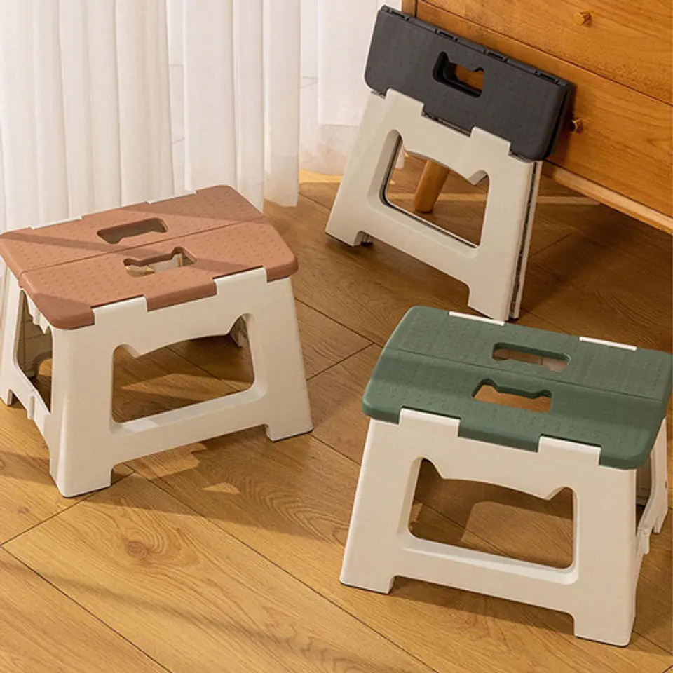 Taburete Plegable Portátil Compacto, Silla De Plástico 33cm 4