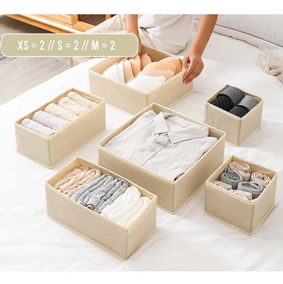 Set De 6 Cajas Plegable Organizador De Ropa Interior Y Mas 6