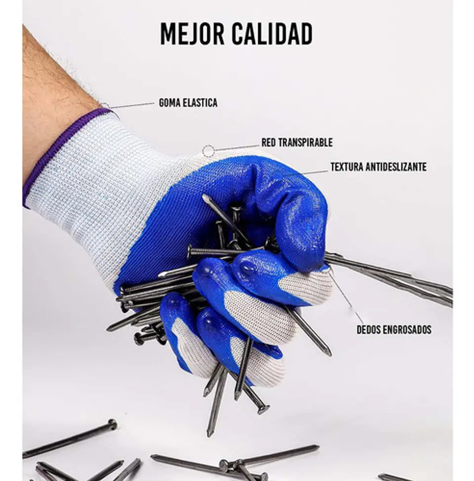 Pack 12 Pares Guantes Goma Antideslizantes Jardin Limpieza 5