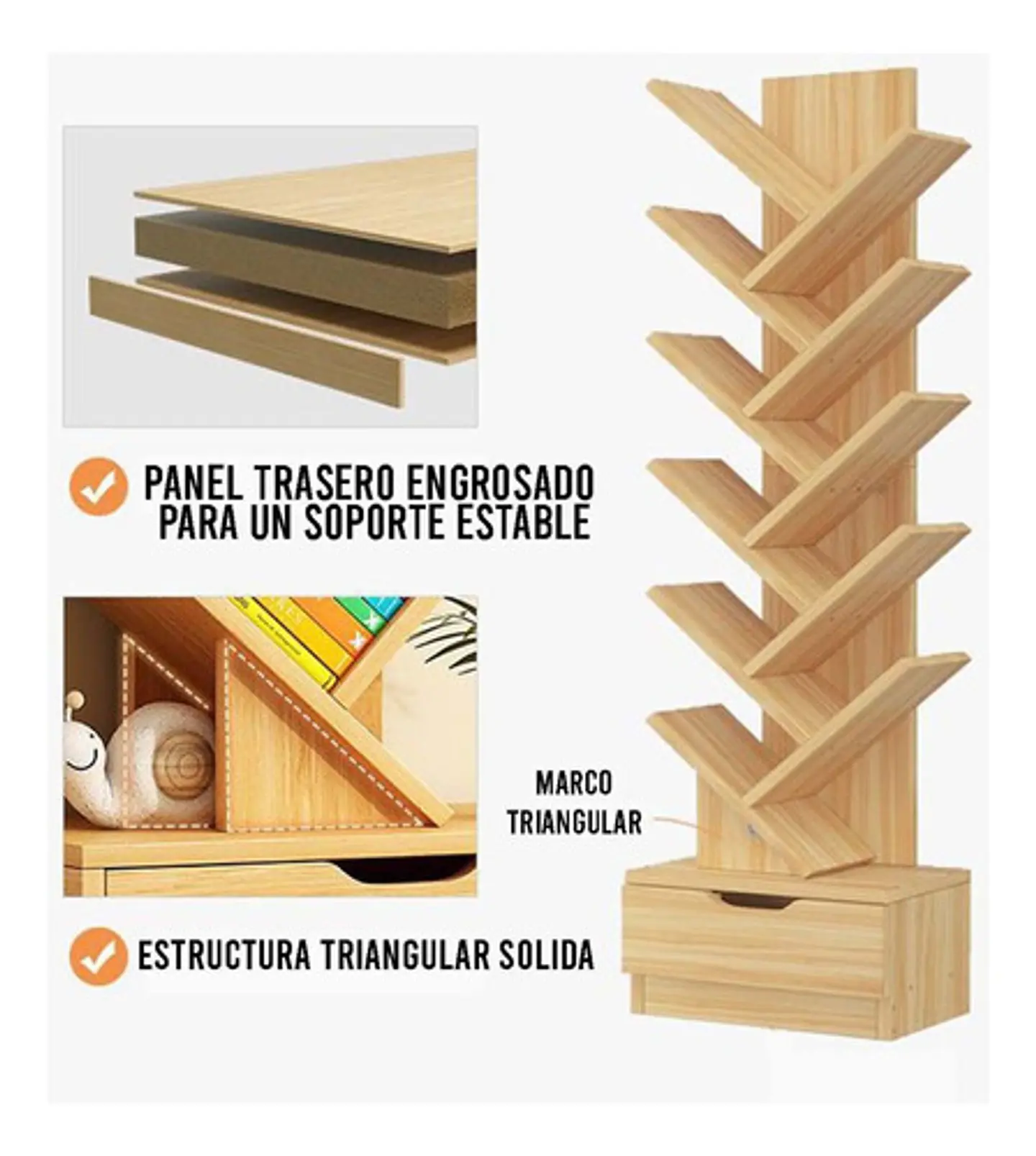 Estanteria Librero De Arbol 12 Niveles Moderno Con Cajón 2