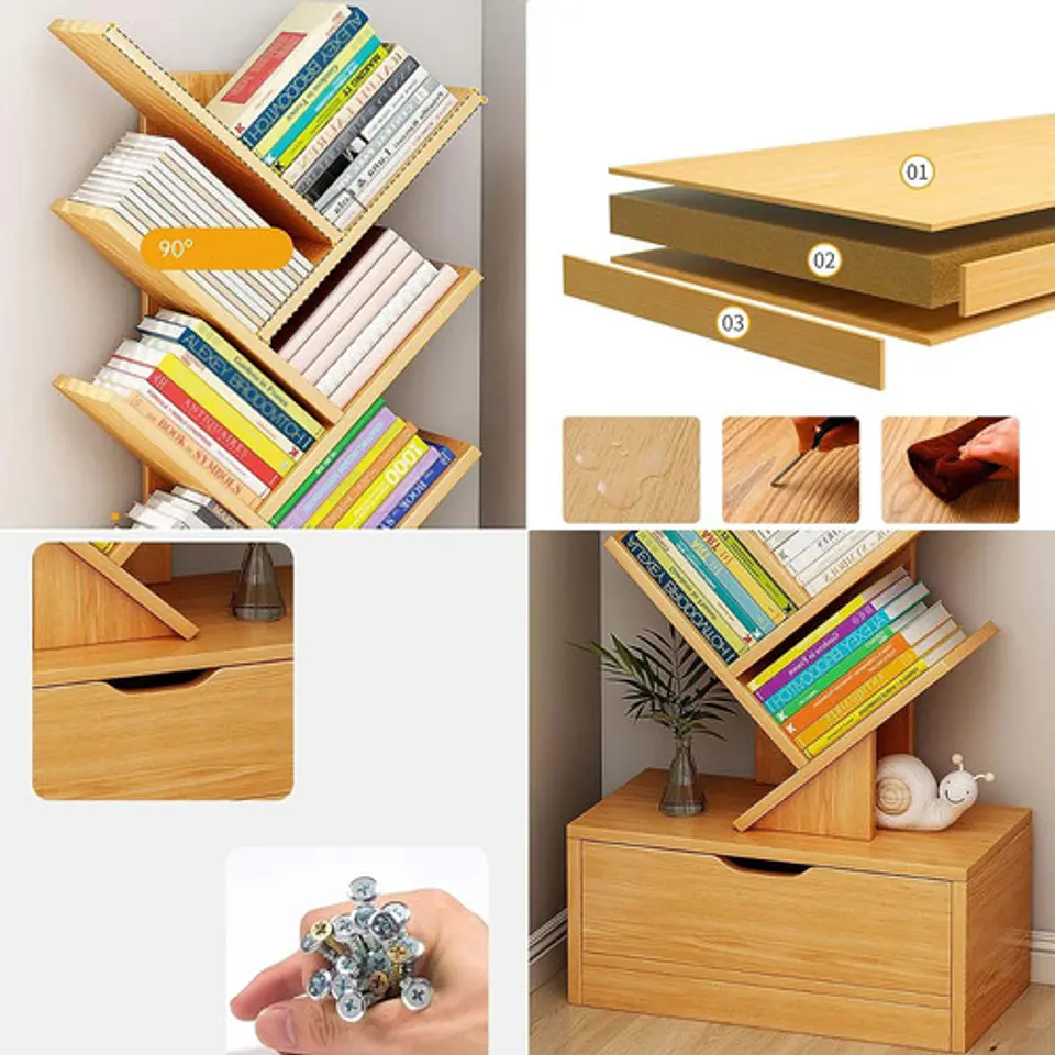 Estanteria Librero De Arbol 12 Niveles Moderno Con Cajón 3