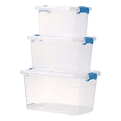 Set De 3 Cajas De Almacenamiento De Plastico Con Tapas