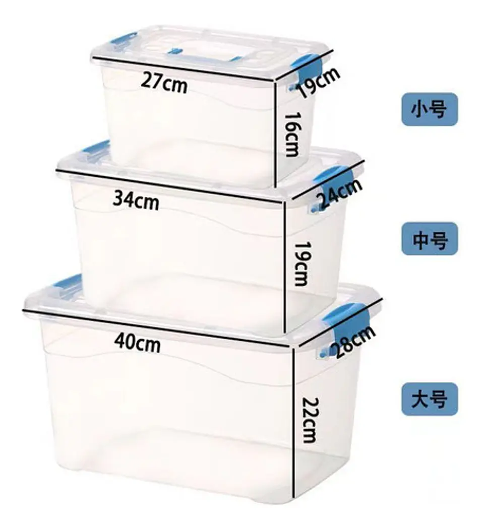 Set De 3 Cajas De Almacenamiento De Plastico Con Tapas 2