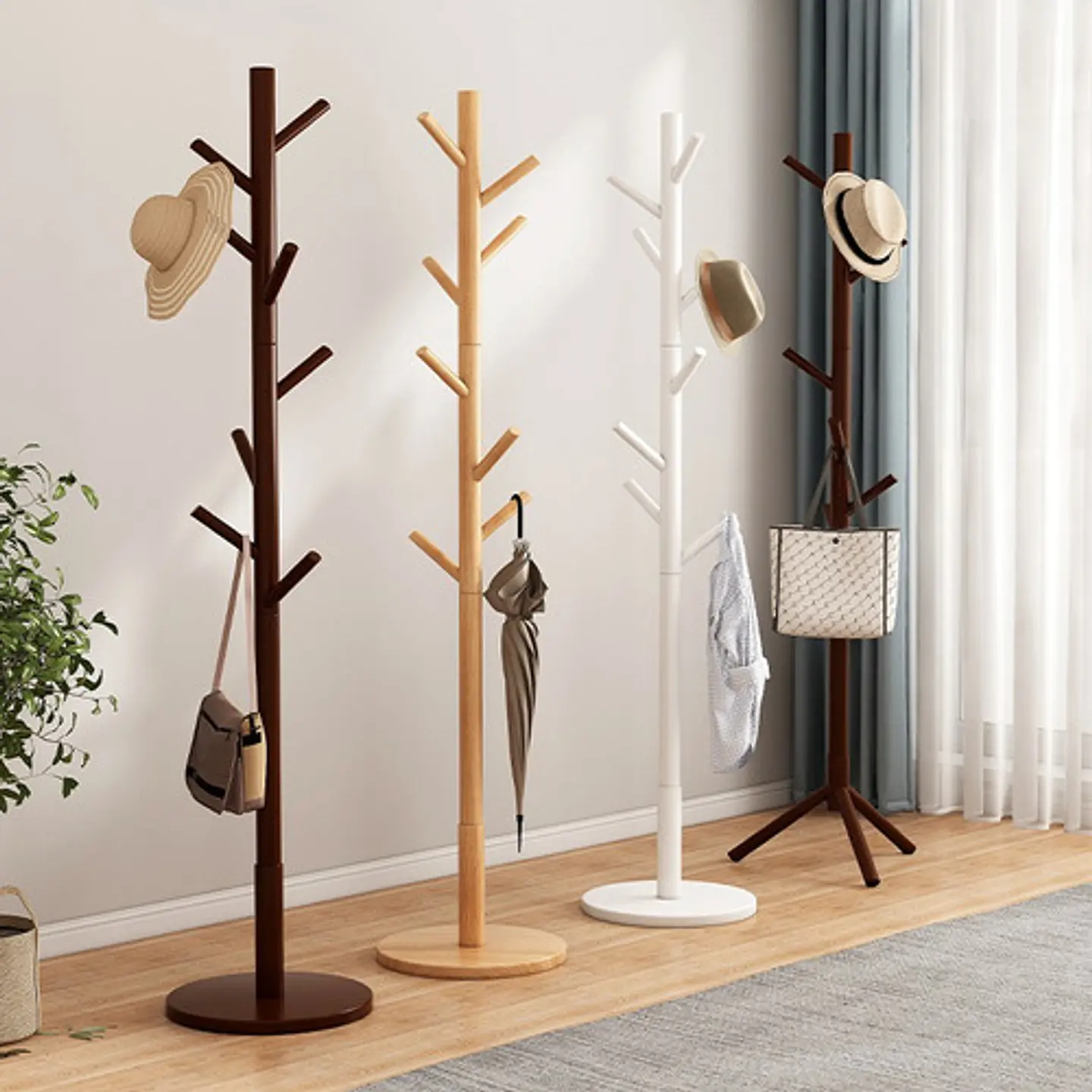 Perchero Madera 8 Ganchos Para Ropa Y Abrigos Minimalista 5