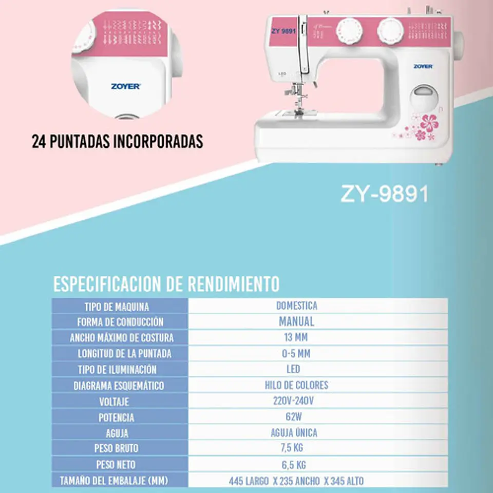 Maquina De Coser 24 Puntas Integradas Portatil Domestica 2