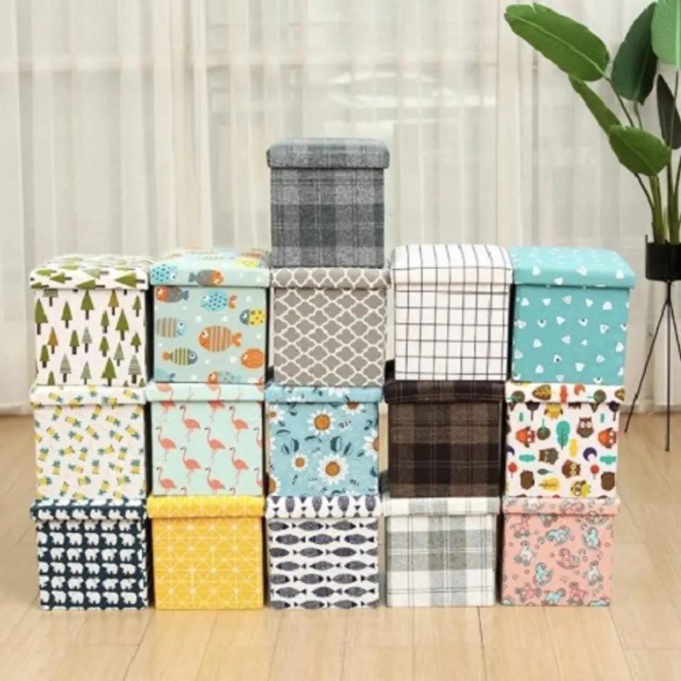 Puff Silla Baul Organizador Estampado Colores 38cm X 38cm 4