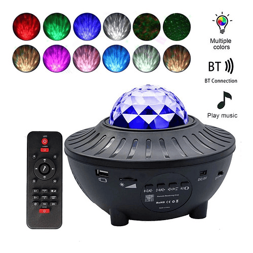 Proyector Led Luces Y Estrellas 360º Con Bluetooh Y Musica
