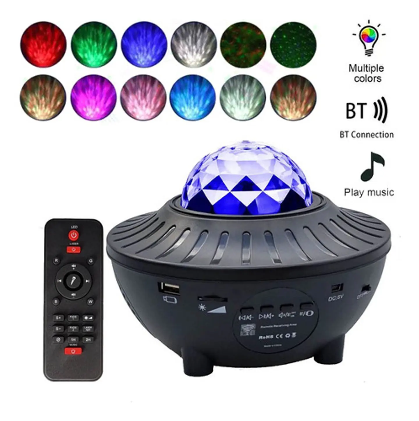 Proyector Led Luces Y Estrellas 360º Con Bluetooh Y Musica 1