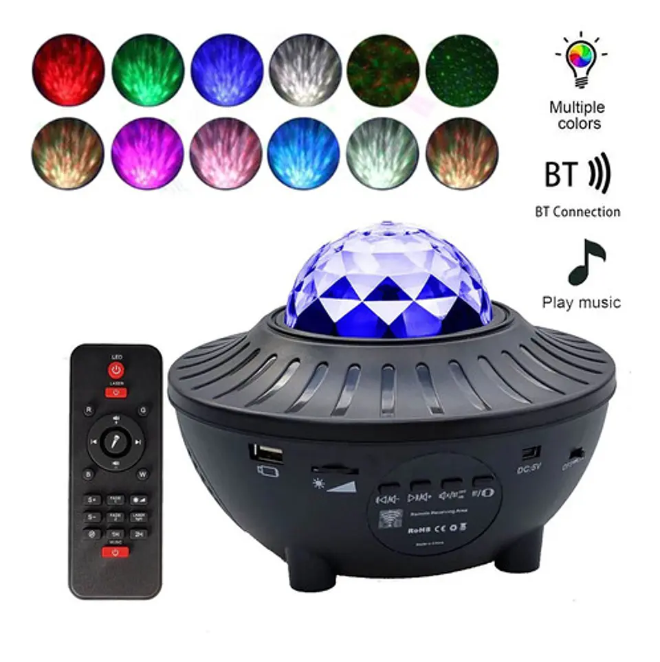 Proyector Led Luces Y Estrellas 360º Con Bluetooh Y Musica 1