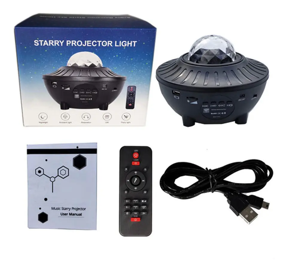 Proyector Led Luces Y Estrellas 360º Con Bluetooh Y Musica 3