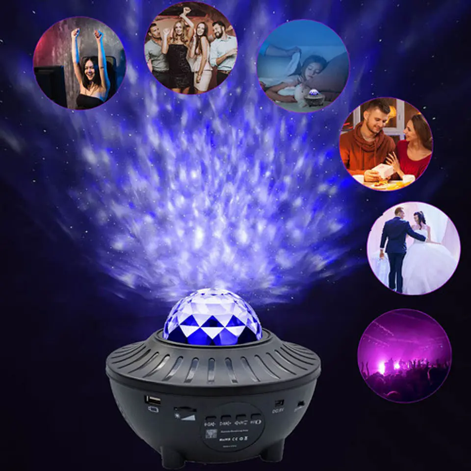 Proyector Led Luces Y Estrellas 360º Con Bluetooh Y Musica 4