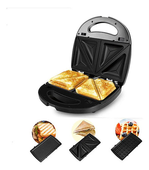 Sandwichera 3 En 1 Multiuso De Desayuno, Tostadas, Waffles