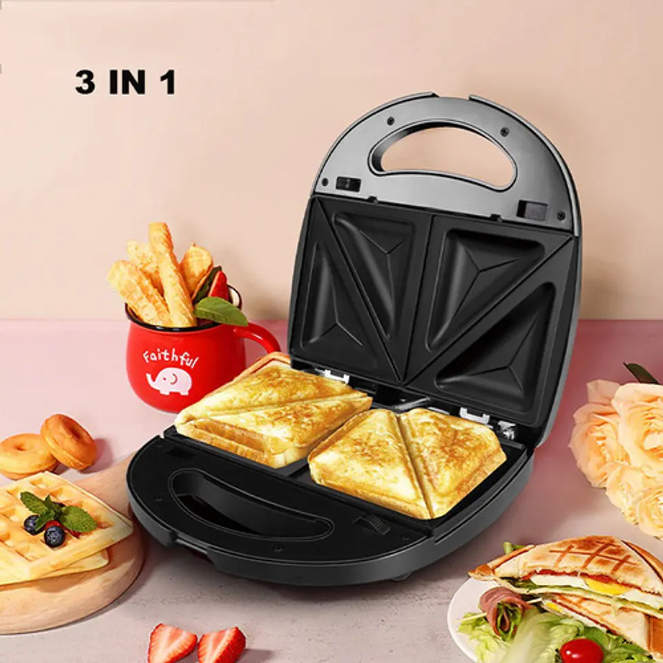Sandwichera 3 En 1 Multiuso De Desayuno, Tostadas, Waffles 5