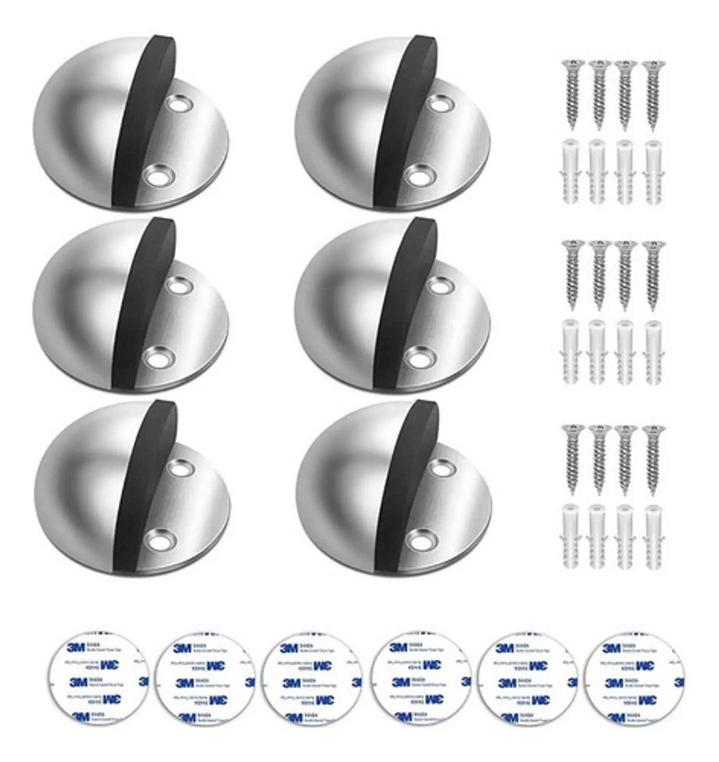 Pack 4 Tope De Puerta De Acero Inoxidable Parachoque Goma 4