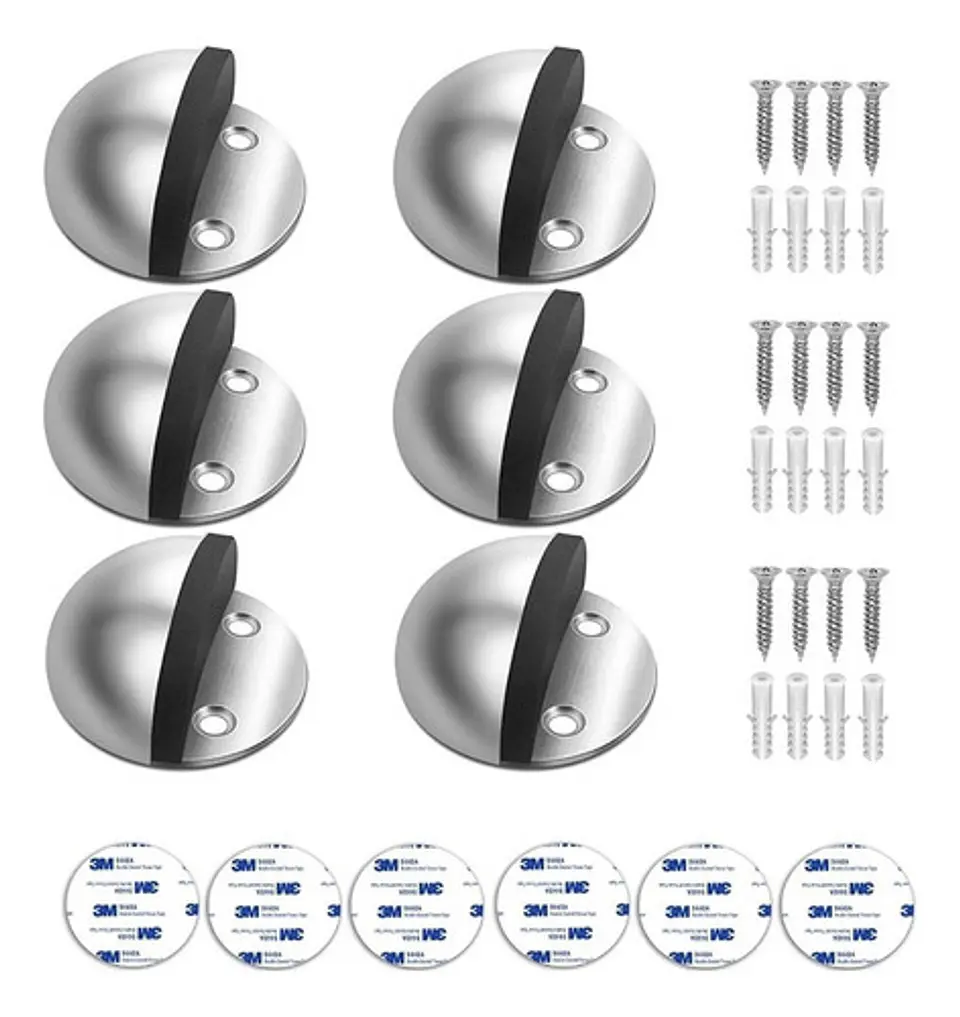 Pack 4 Tope De Puerta De Acero Inoxidable Parachoque Goma 4