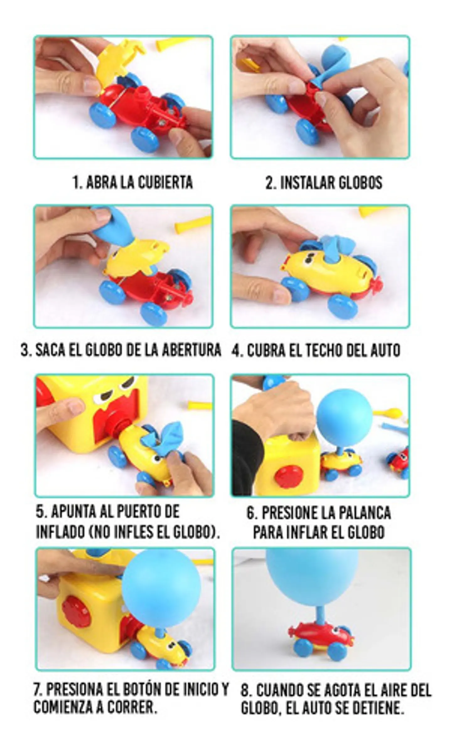 Juguete Lanzador De Autos Con Globo De Aire Divertido 4