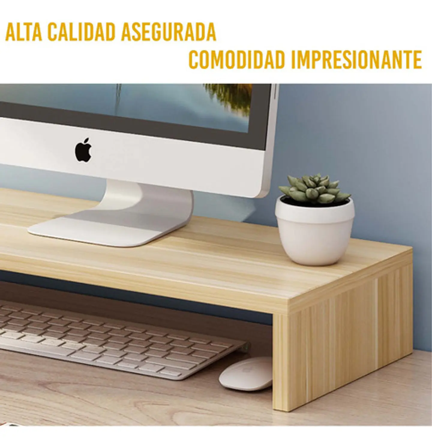 Soporte De Computadora De Madera Doble Capa Organizador 8