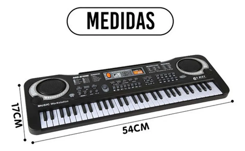 Piano Teclado Electrónico Digital 61 Teclas Con Micrófono 2