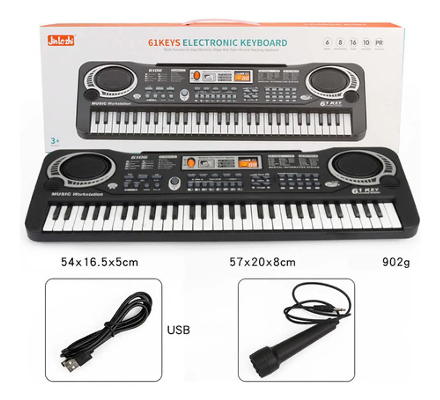 Piano Teclado Electrónico Digital 61 Teclas Con Micrófono 4