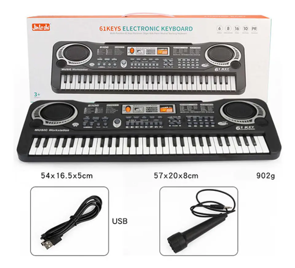 Piano Teclado Electrónico Digital 61 Teclas Con Micrófono 4