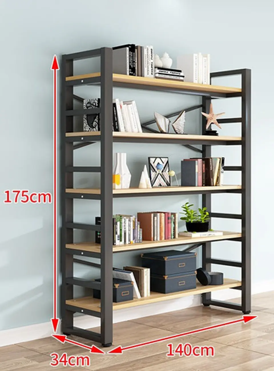 Estante Exhibidor Biblioteca 5 Niveles Con Repisa 175x33x140 2