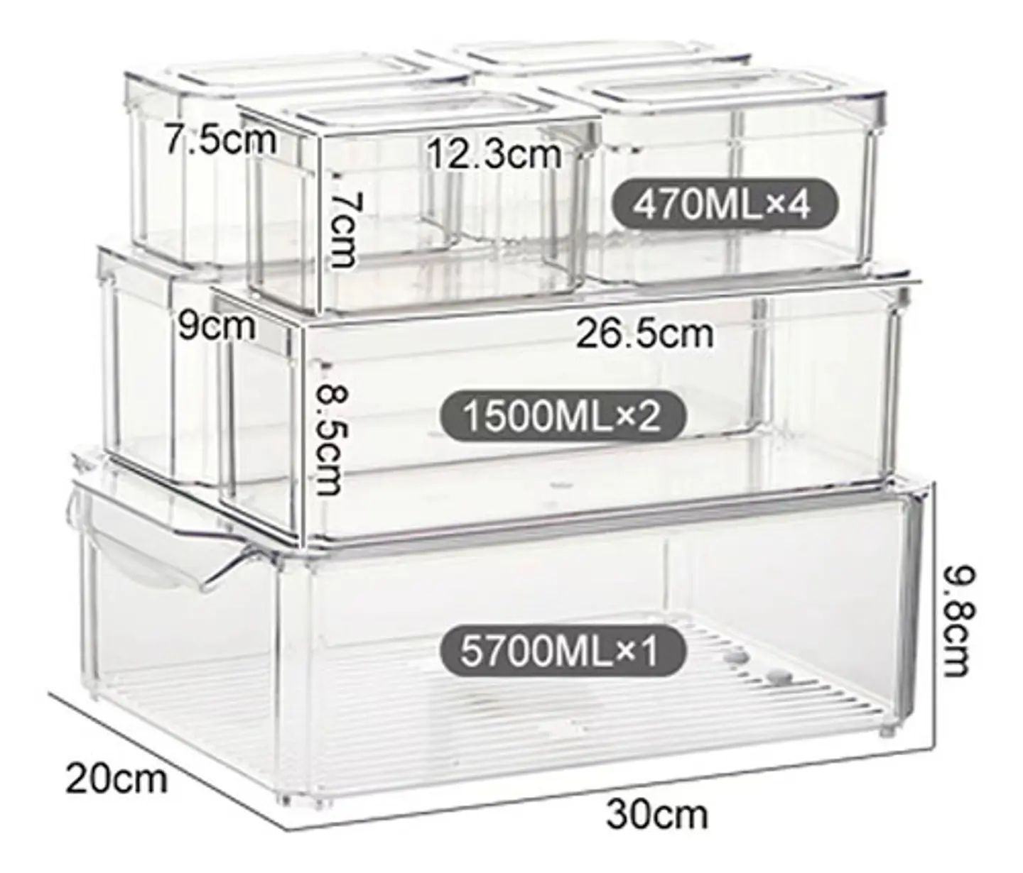Set 7 Contenedores Refrigerador Cocina Despensa Con Tapa 2