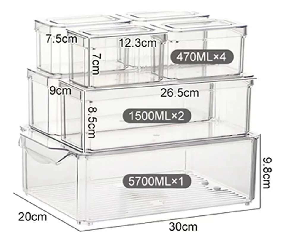 Set 7 Contenedores Refrigerador Cocina Despensa Con Tapa 2