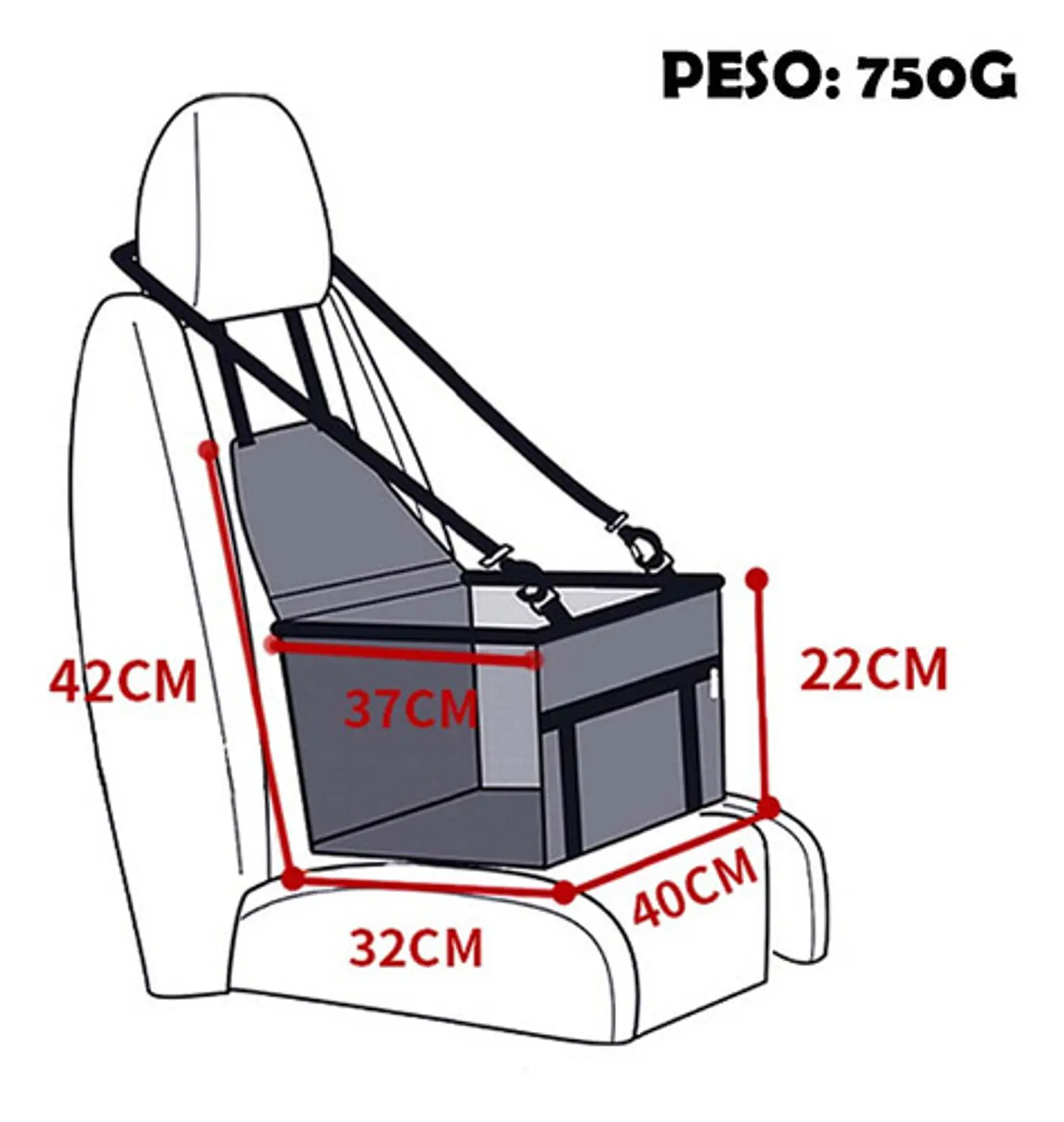 Asiento Portatil De Viajes Auto Para Mascotas Perro Gato 7