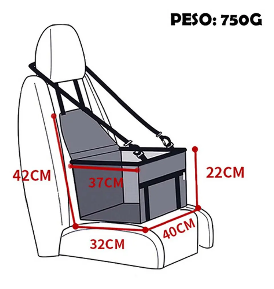 Asiento Portatil De Viajes Auto Para Mascotas Perro Gato 7