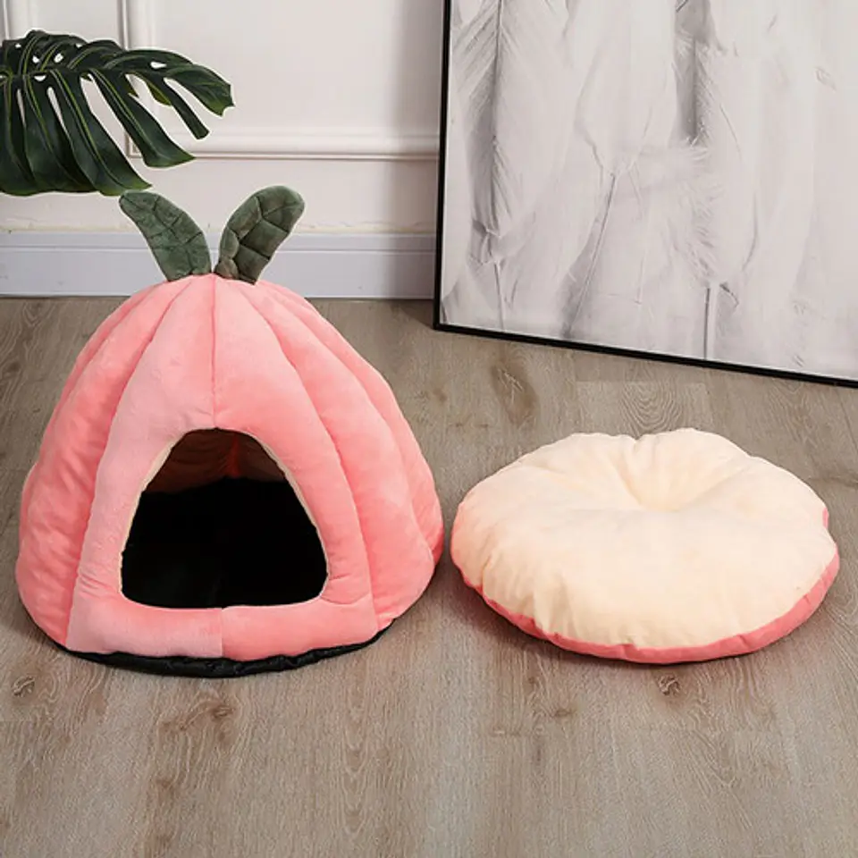 Casa Nido Perros Y Gatos Calabaza Melon Plegable Talla L 5